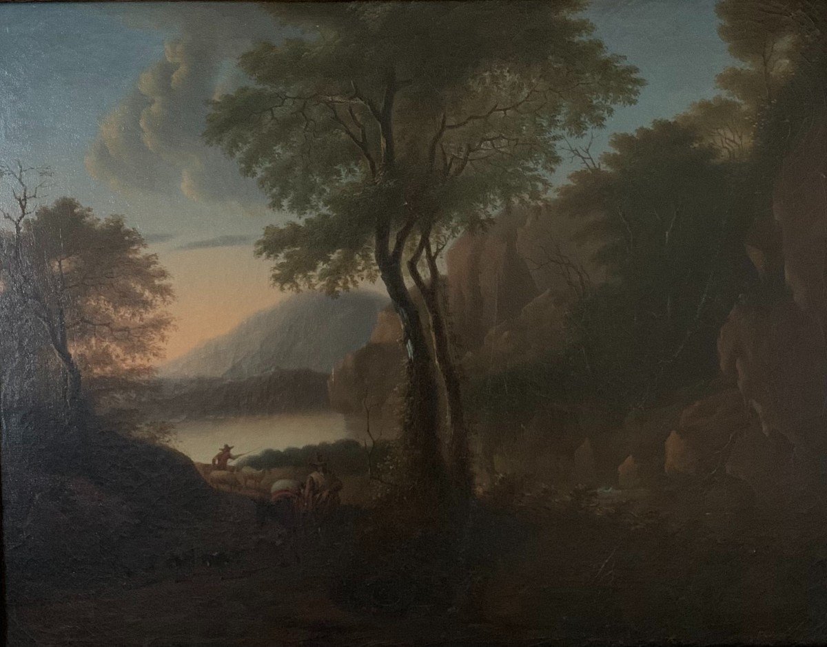 Peinture à l'Huile Sur Toile Ecole Flamande Du XVIIIème Siècle Paysage-photo-4