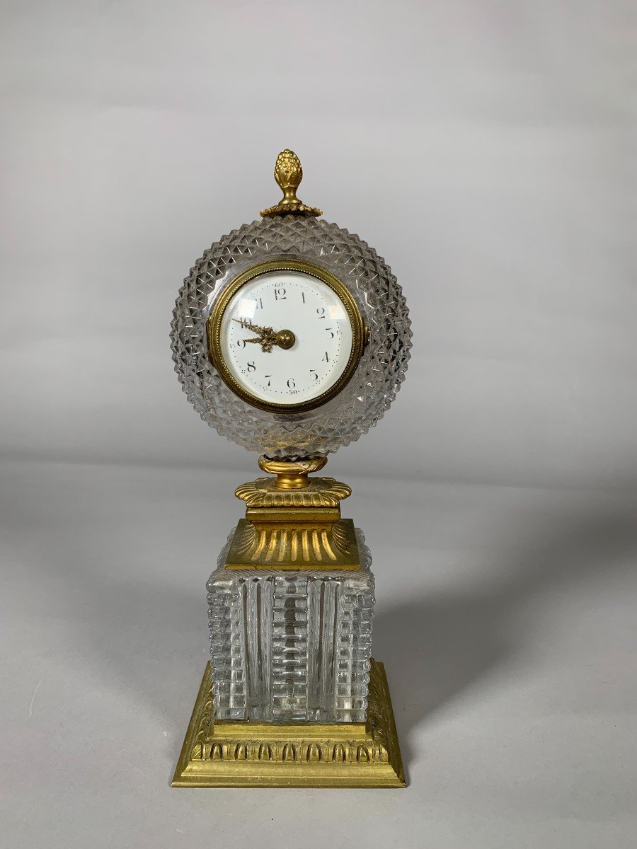 Charles X Style Cut Crystal And Gilt Bronze Clock Circa 1900