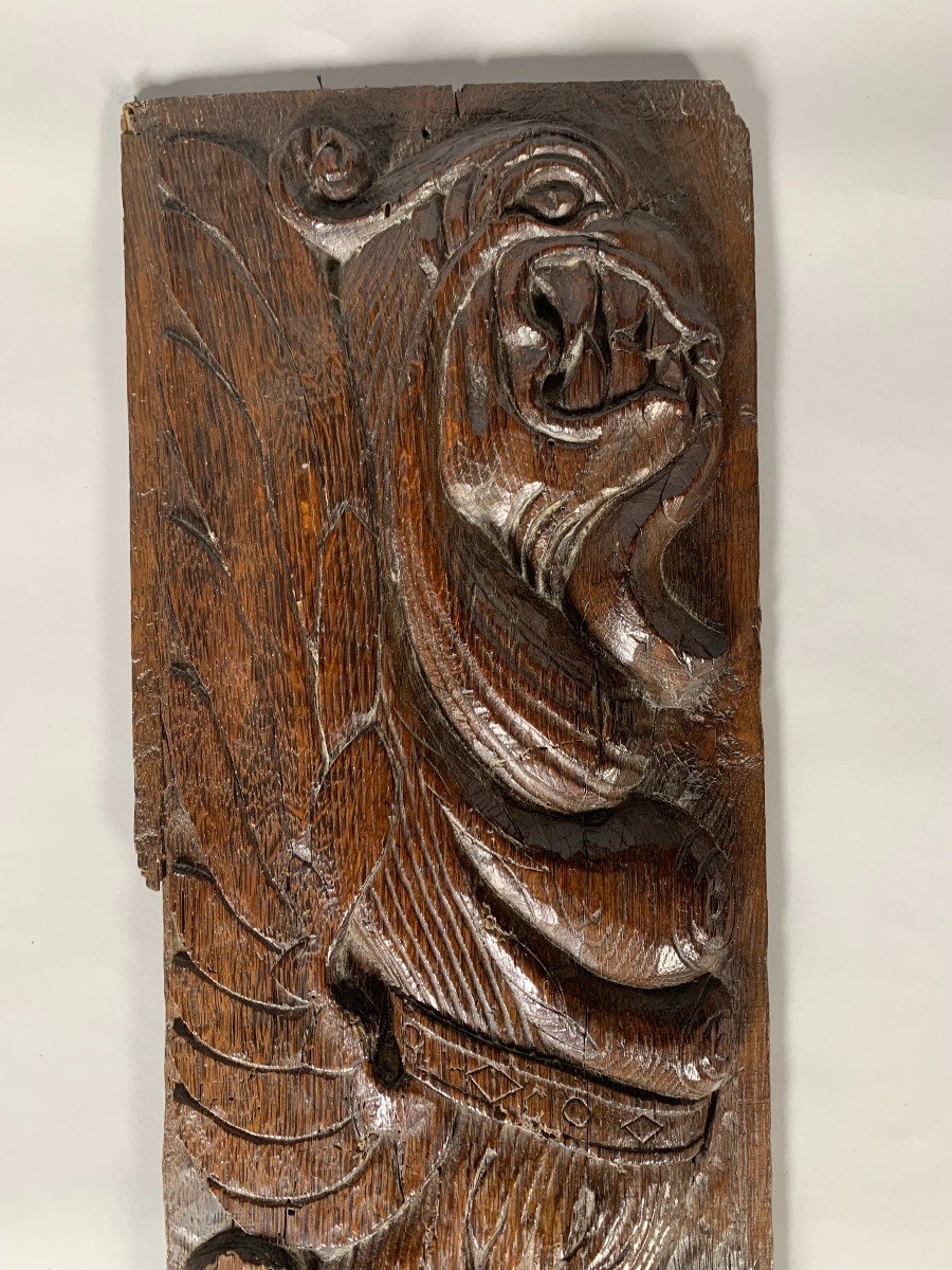 16th Century Carved Wooden Bas Relief Panel-photo-3