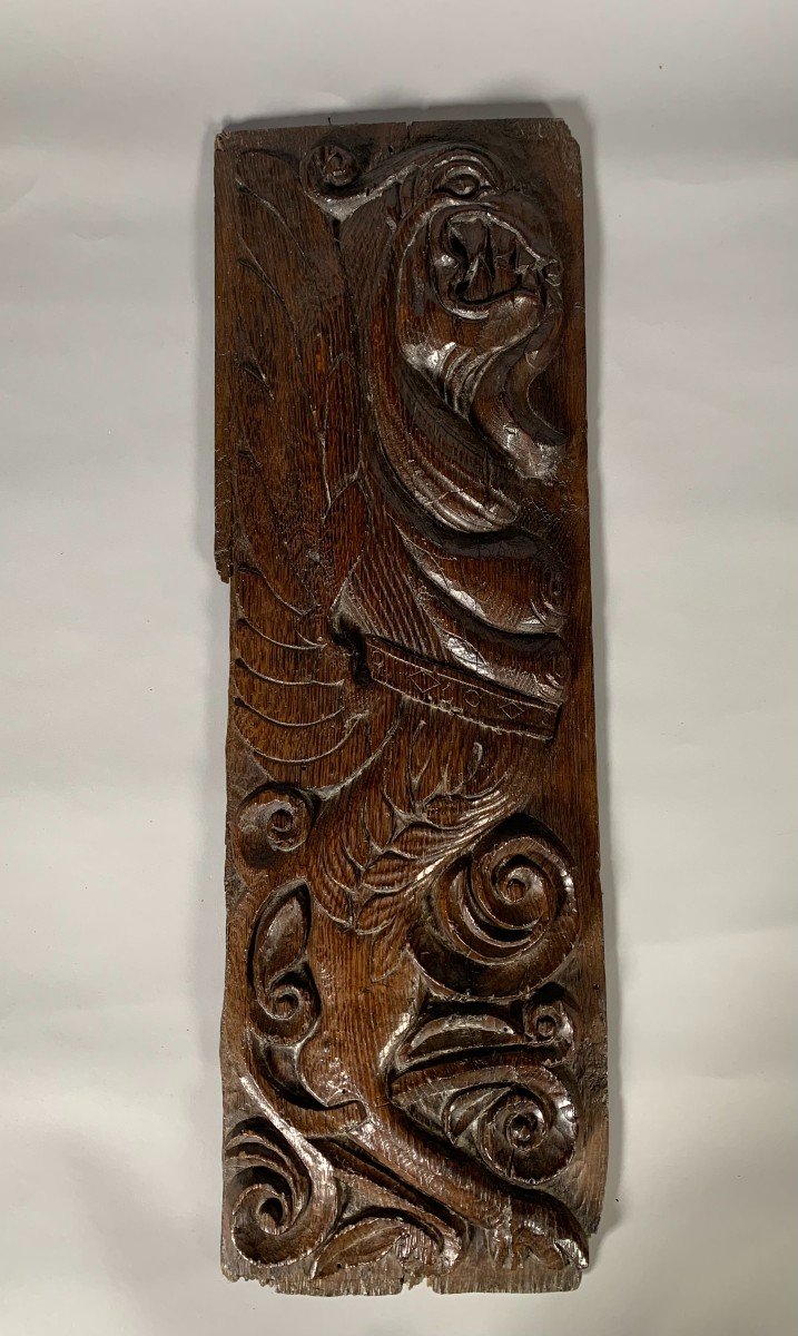 16th Century Carved Wooden Bas Relief Panel-photo-4