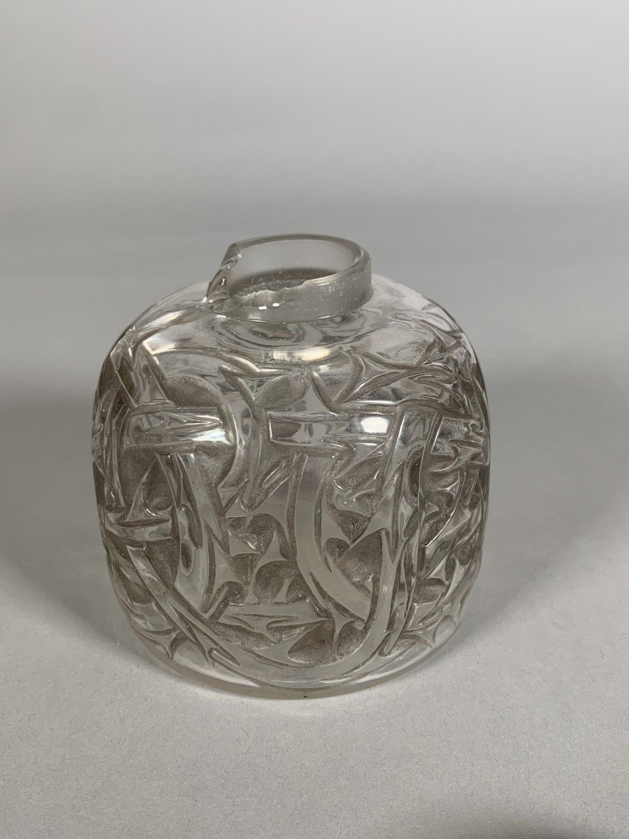 Flacon En Verre Patiné Signé René Lalique Modèle " Epines " époque Art Déco Créé En 1920. -photo-6