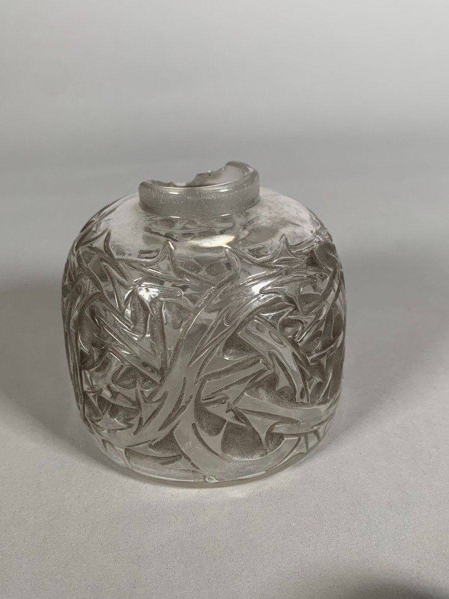 Flacon En Verre Patiné Signé René Lalique Modèle " Epines " époque Art Déco Créé En 1920. -photo-8