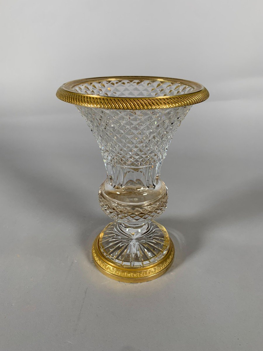 Vase Balustre En Cristal Taillé Style Charles X XIXeme Siecle