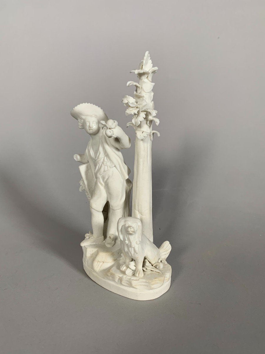 Statuette, Biscuit Group. 18th Century Locré The Apple Picker - 16.5 Cm - Locré Porcelain-photo-3