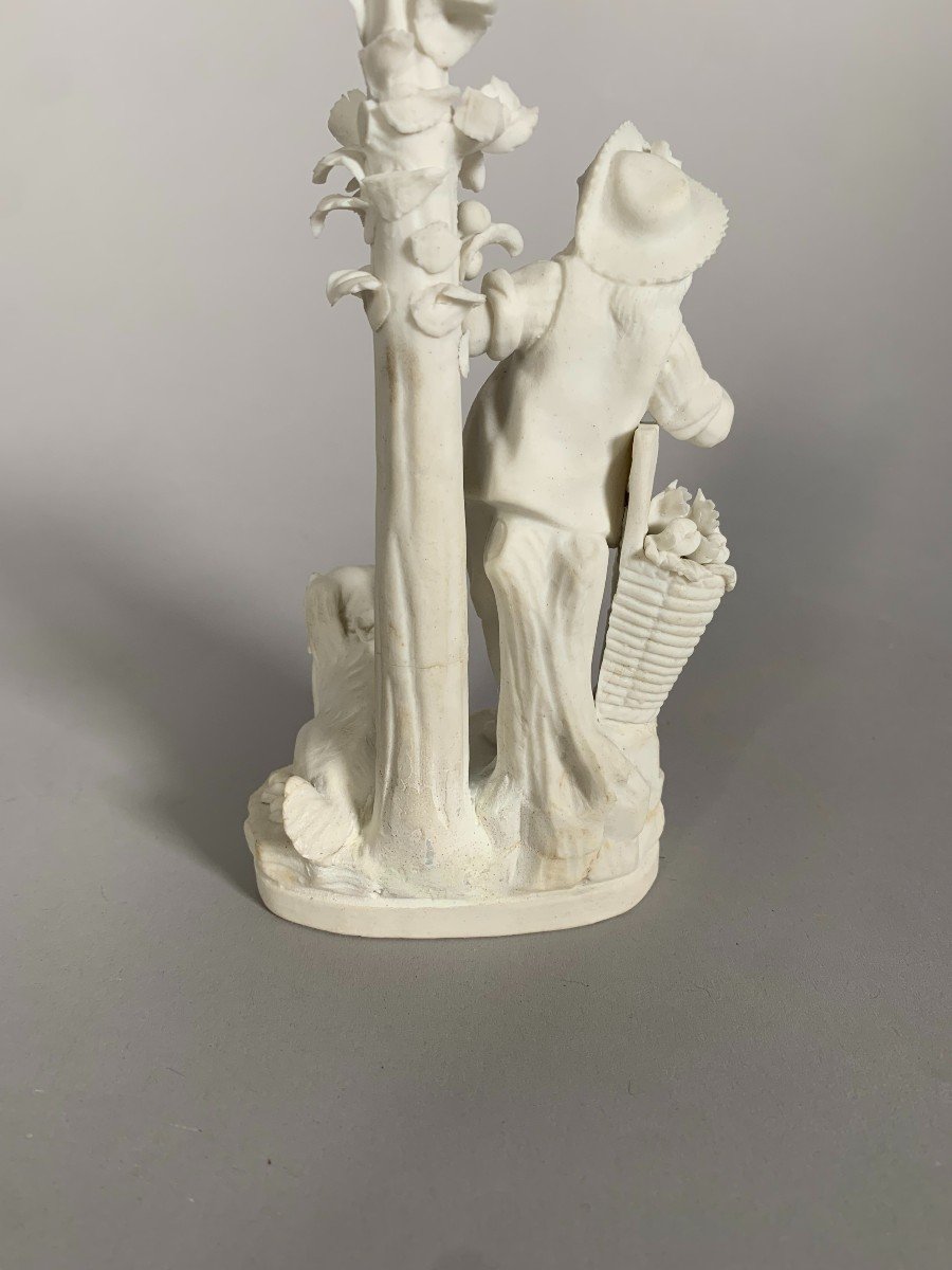 Statuette, Biscuit Group. 18th Century Locré The Apple Picker - 16.5 Cm - Locré Porcelain-photo-5