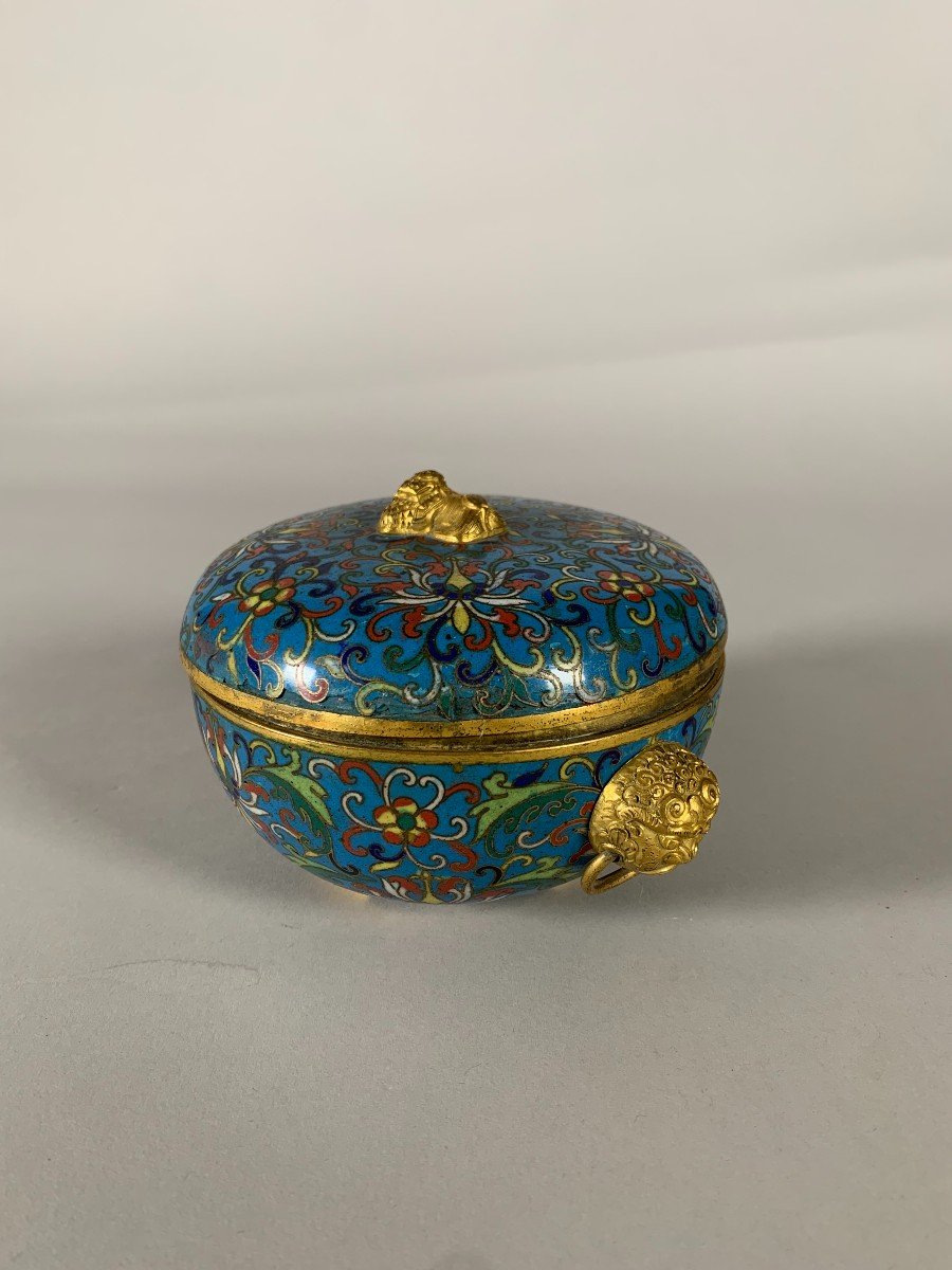 Boite En Bronze Cloisonné Chine époque Jiaqing XIXeme Siecle-photo-3