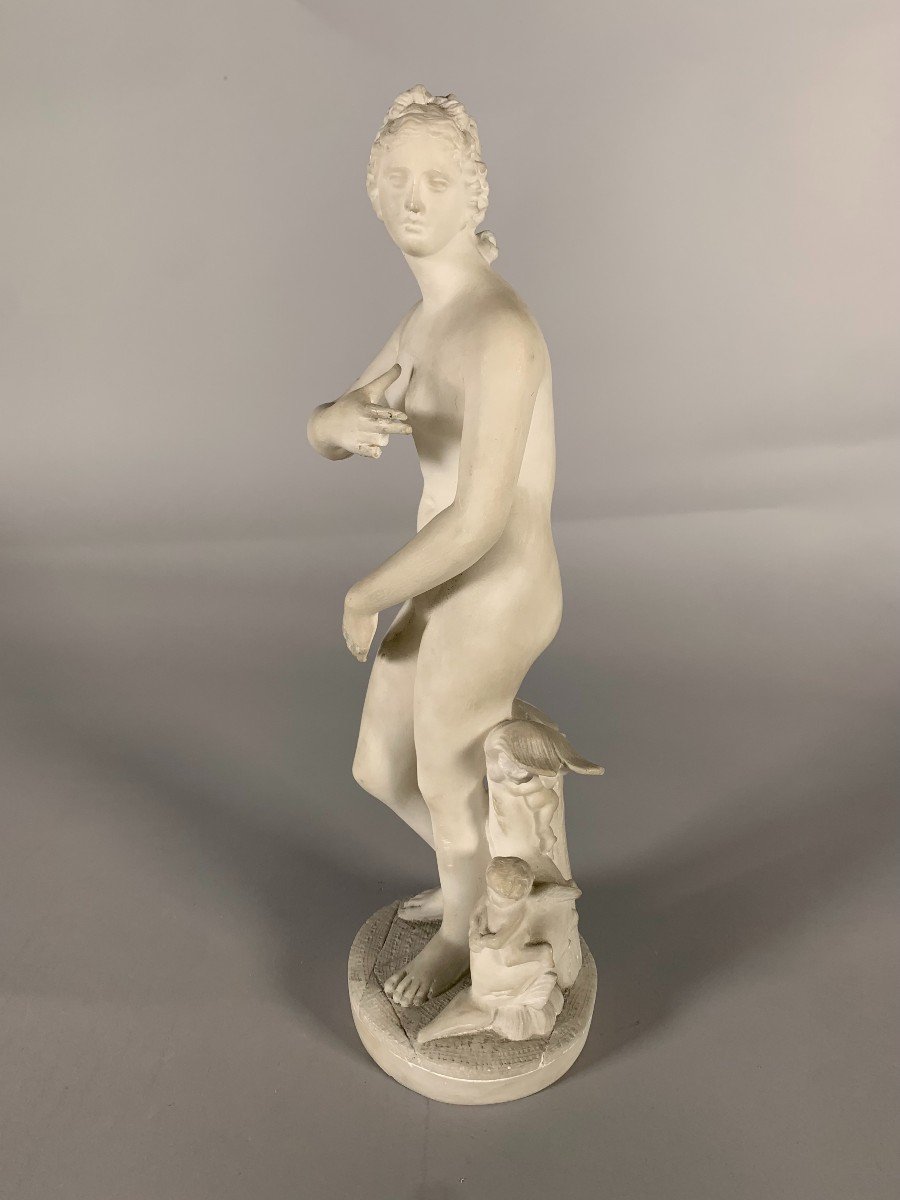 Sculpture, Venus De  Medicis Nu Au Bain  - 36 Cm - Albatre XIXeme Siecle-photo-2