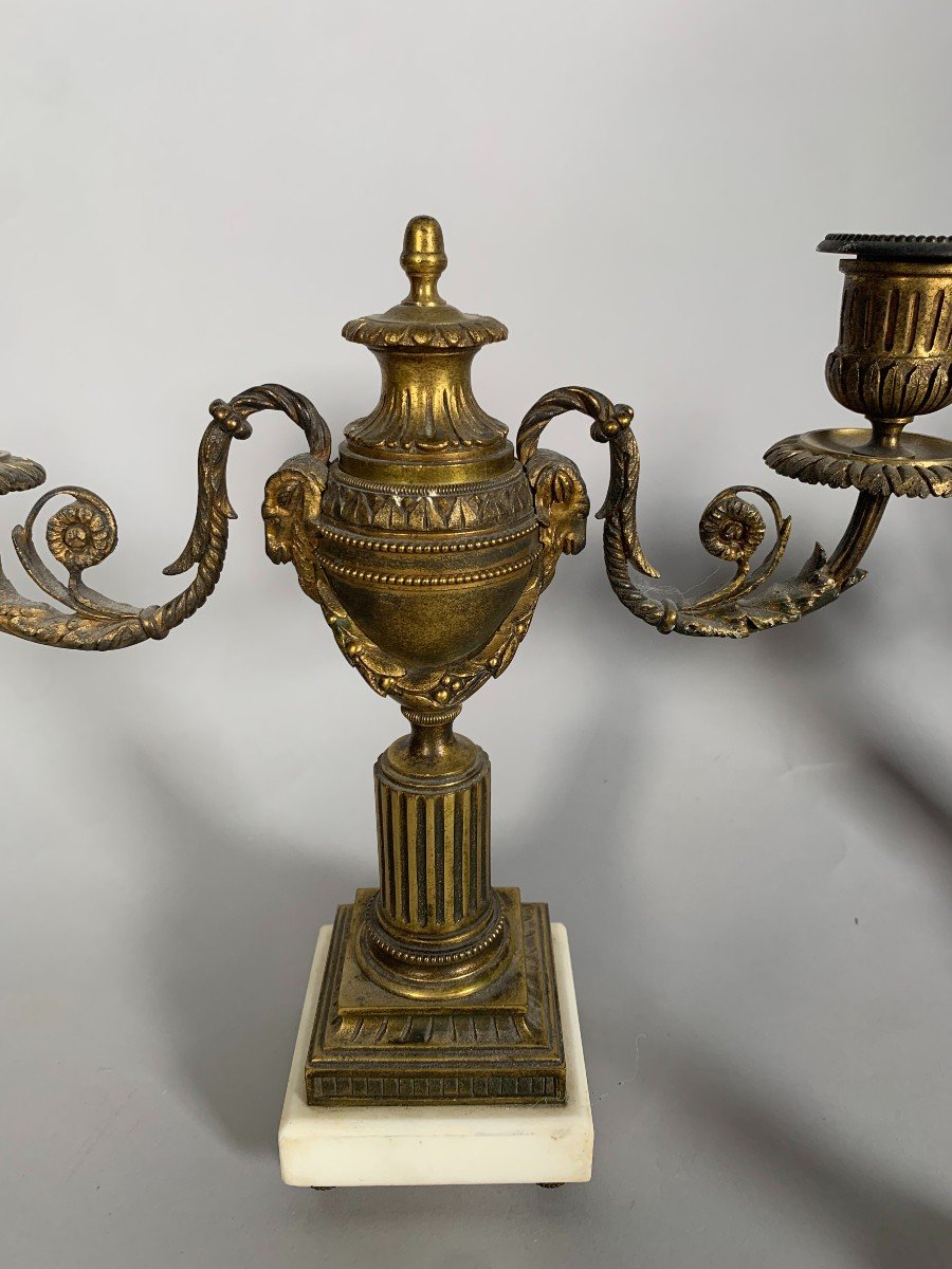 Paire De Candelabres Cassolettes Amovible De Style Louis XVI Epoque  XIXeme Siecle-photo-3