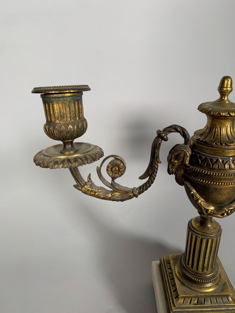 Paire De Candelabres Cassolettes Amovible De Style Louis XVI Epoque  XIXeme Siecle-photo-2