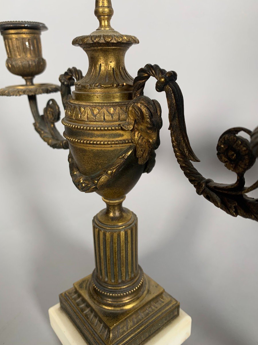 Paire De Candelabres Cassolettes Amovible De Style Louis XVI Epoque  XIXeme Siecle-photo-3