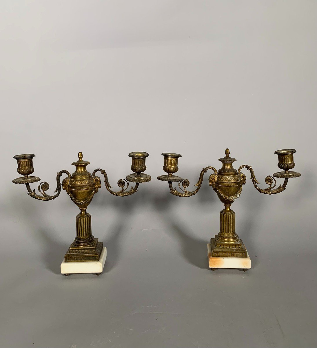 Paire De Candelabres Cassolettes Amovible De Style Louis XVI Epoque  XIXeme Siecle