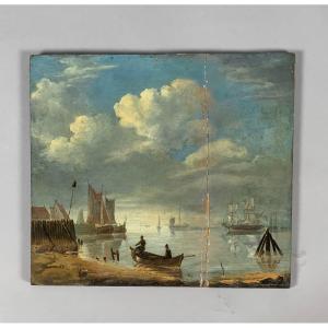 Flemish School 17th Century - Marine - Port Entrance