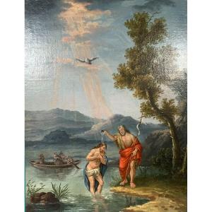 French School 17th Century The Baptism Of Christ 