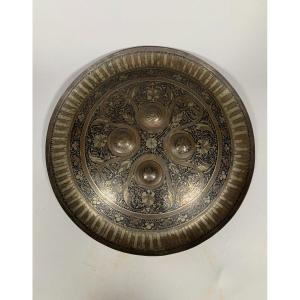 Round Shield In Damascus Steel Indo-persian 19th Century