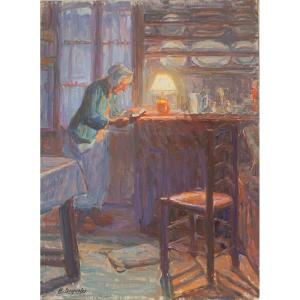 Peinture à l'Huile Sur Toile Henriette Desportes (1877 - 1951) 