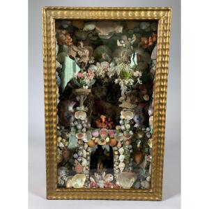Diorama Under Glass Called "paradise" 18th Century Composition