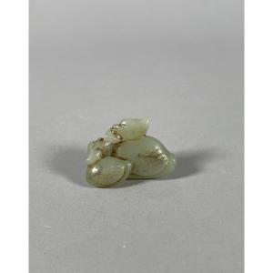 Pale Green Nephrite Jade Sculpture China Qing Dynasty 19th Century
