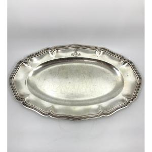 Oval Dish In Swiss Silver Minerva Hallmarks 20th Century 
