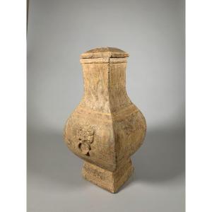 Vase En Terre Cite Hu Dynastie Han Antérieur Ii-ier Siècle Avant Jc Chine