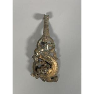 Fibula In Gilt Bronze Han Dynasty (206bc - 220ac) Archeology Ancient China 