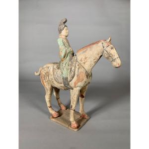 Terracotta Horseman Sculpture Han Dynasty 206 Bc-220 Ac China Archaeology