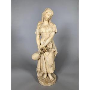 Alabaster Sculpture, Late 19th Century, The Mandolin Player