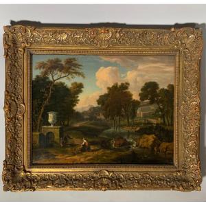 Albert Meyeringh (1645-1714) - Antique Ruin Landscape 17th Century Oil Painting