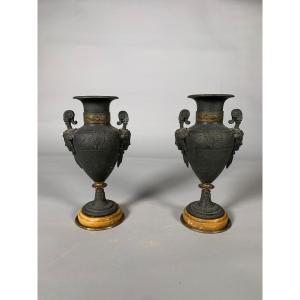 Pair Of Cassolettes From The 19th Century, Charles X Restoration   