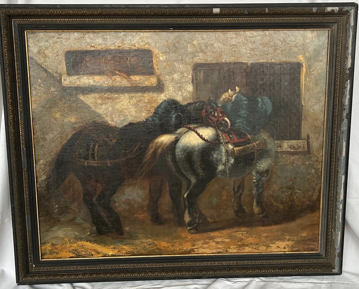 Relay Horses Painting 19th Century -photo-2