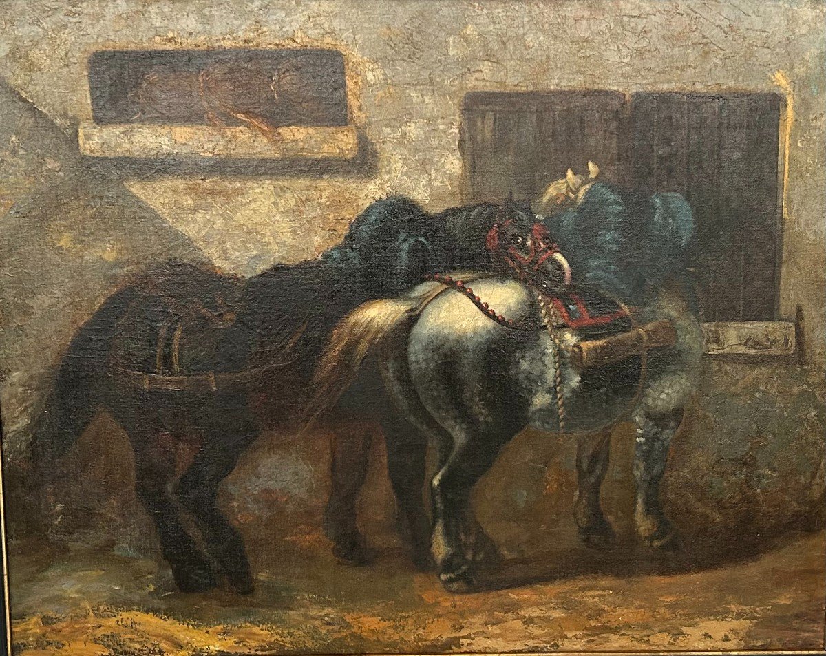 Relay Horses Painting 19th Century 