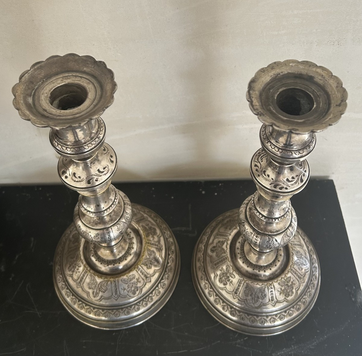 Pair Of 19th Century Silver-plated Candlesticks-photo-2