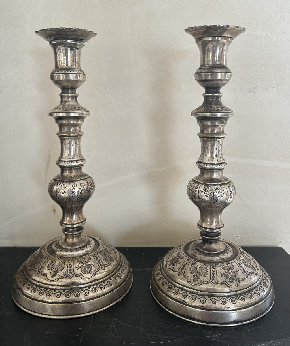 Pair Of 19th Century Silver-plated Candlesticks