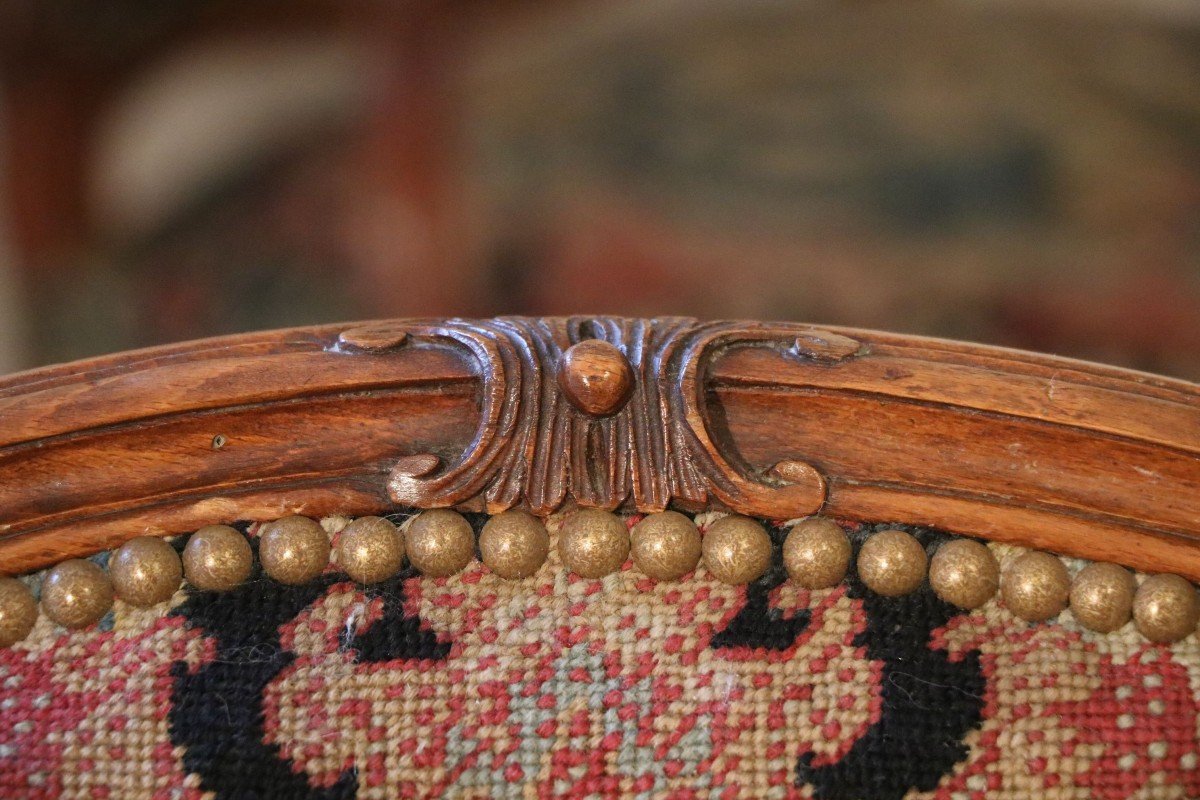 Set Of Six Queen Armchairs In Walnut Stamped Nadal The Elder-photo-4