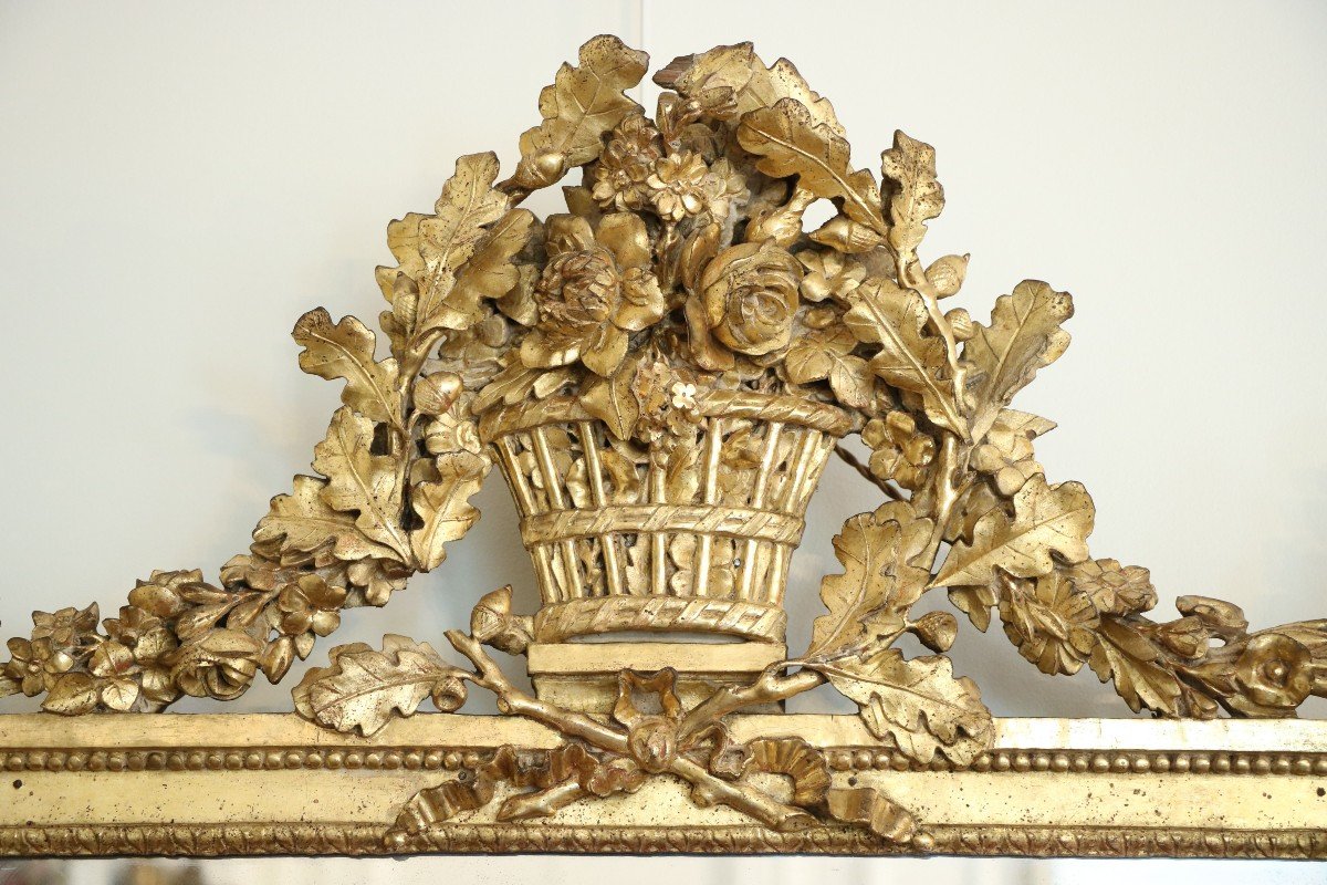 Miroir En Bois Doré d'époque Louis XVI-photo-3