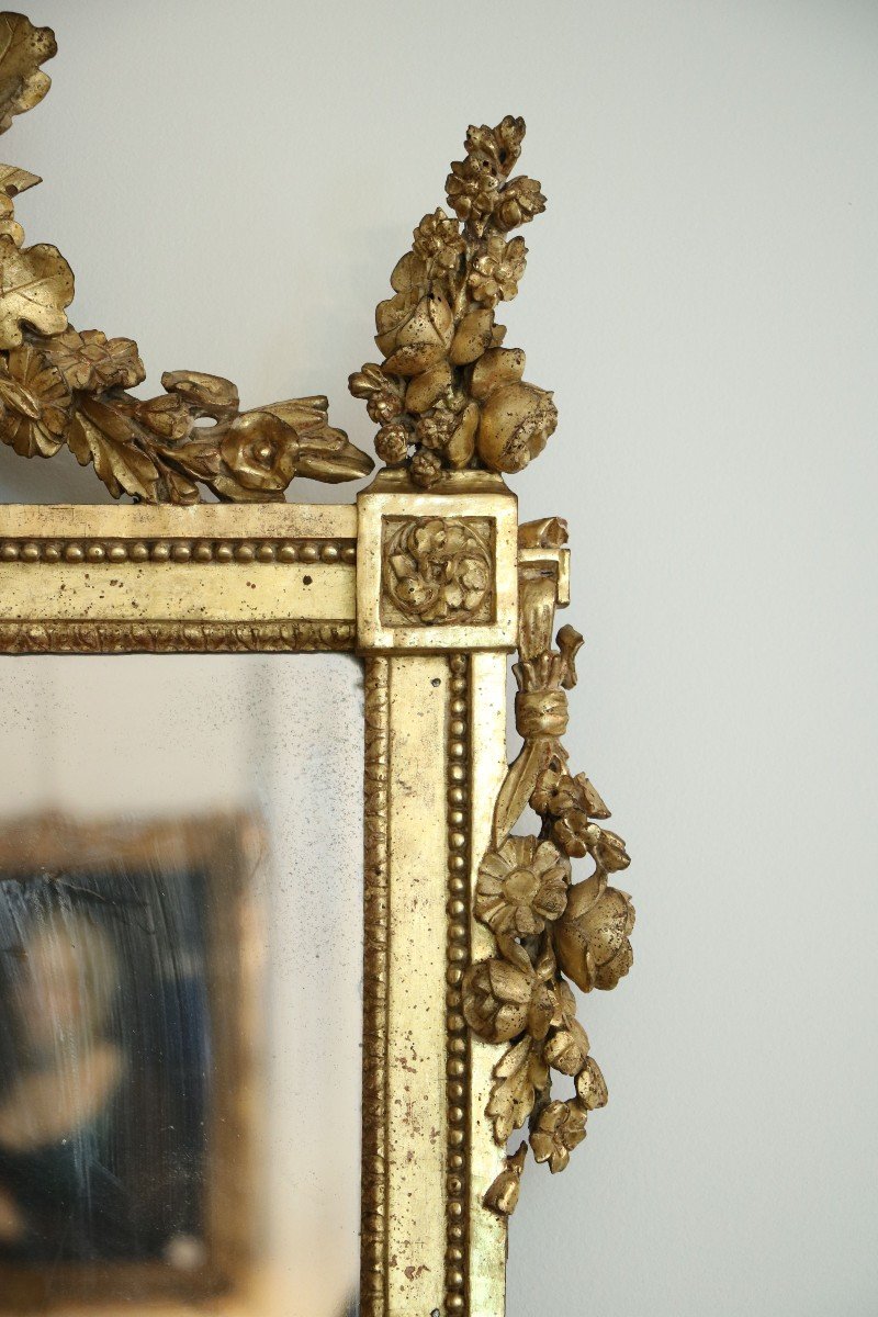 Miroir En Bois Doré d'époque Louis XVI-photo-4