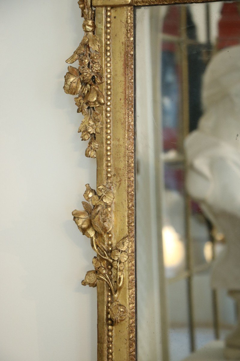 Miroir En Bois Doré d'époque Louis XVI-photo-1