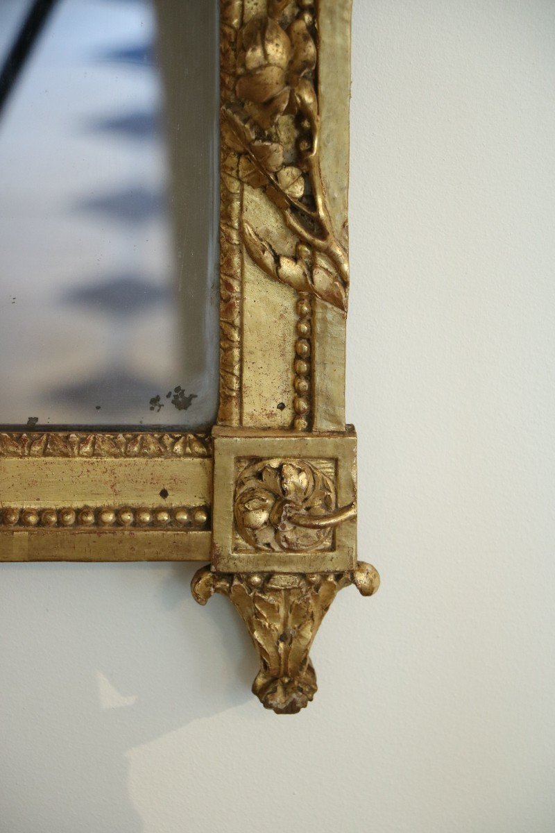 Miroir En Bois Doré d'époque Louis XVI-photo-2