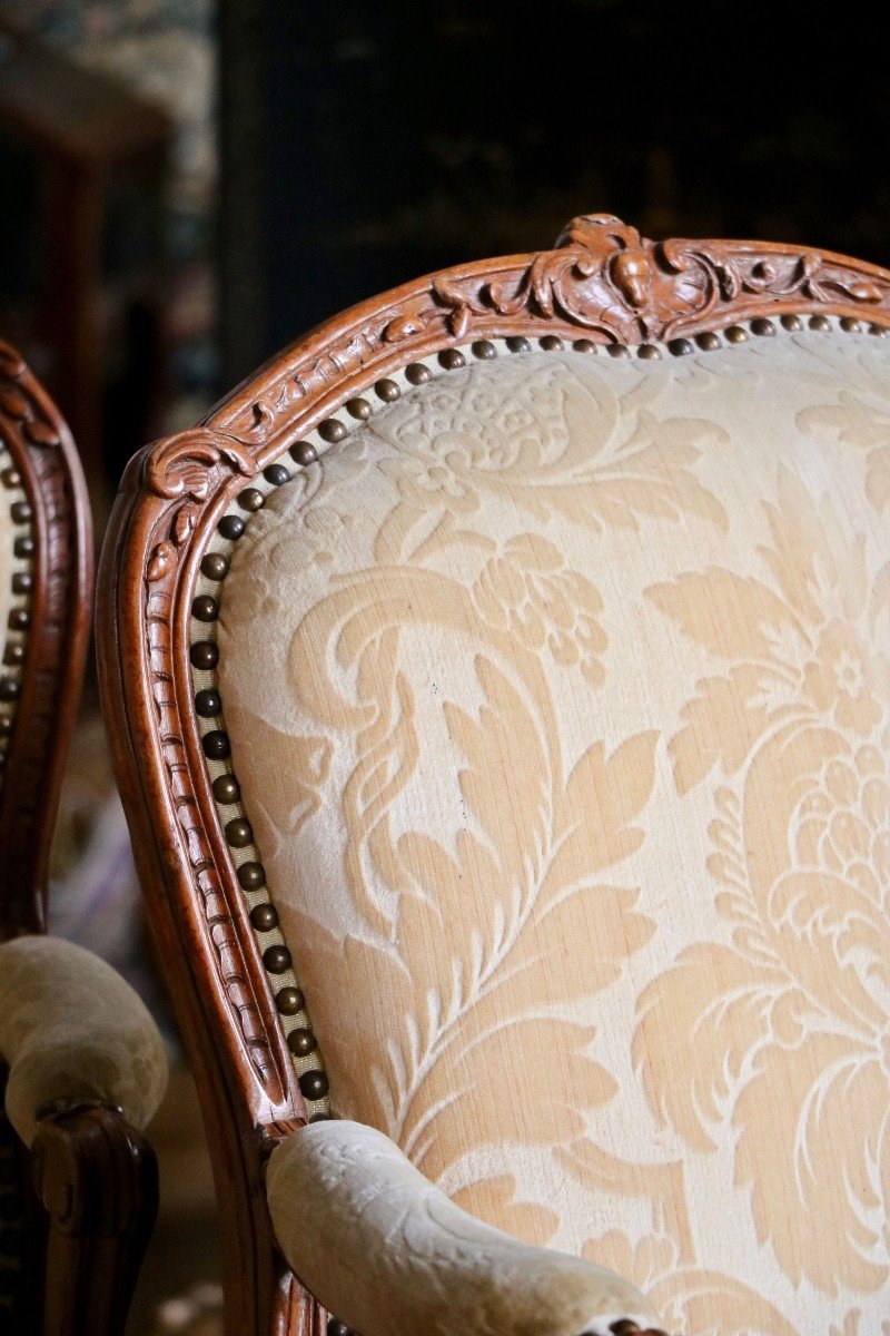 Suite Of Four Armchairs A La Reine Stamped Tilliard-photo-3