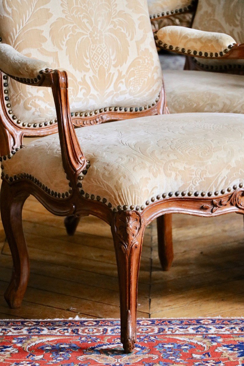 Suite Of Four Armchairs A La Reine Stamped Tilliard-photo-4