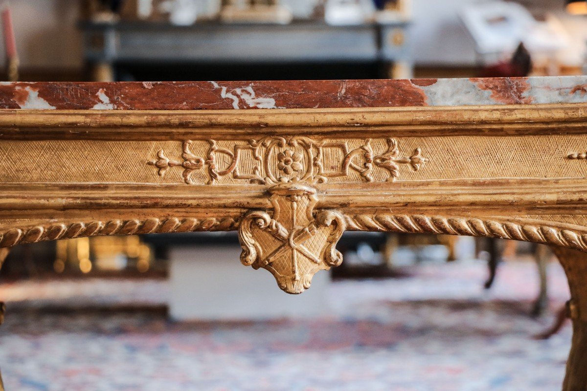 Rare Table-console De Milieu En Bois Doré-photo-3