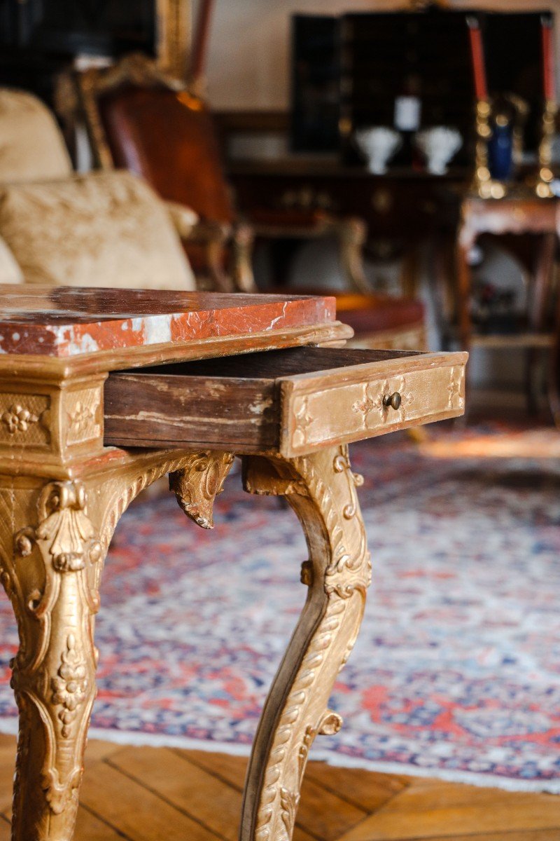 Rare Table-console De Milieu En Bois Doré-photo-2