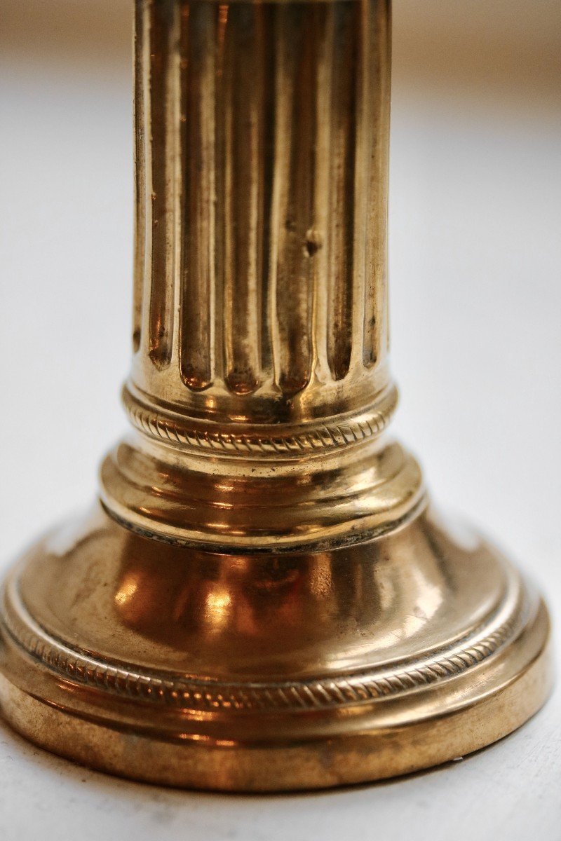 Pair Of Small Table Candlesticks In Gilt Bronze-photo-1