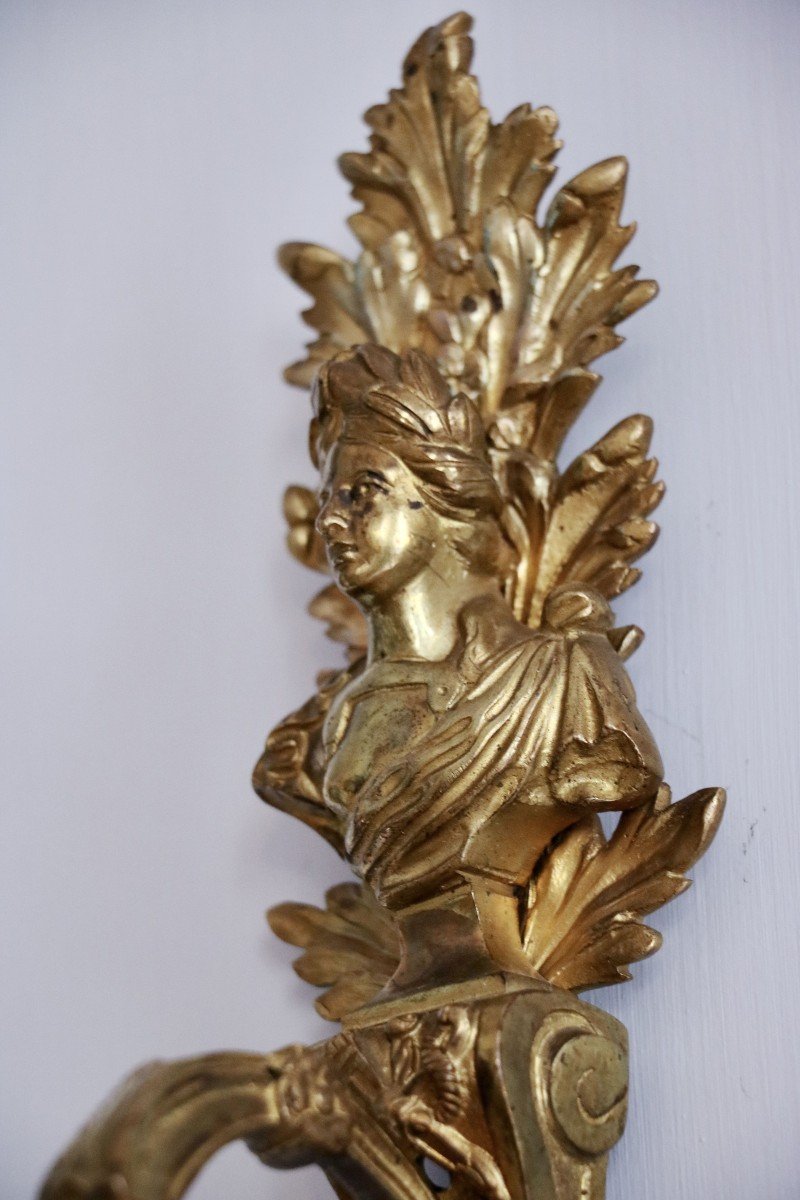 Pair Of Wall Lights With One Arm Of Light In Gilt Bronze -photo-3
