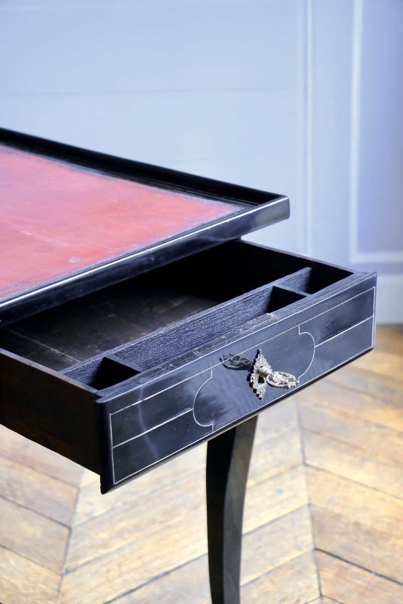 Small Blackened Wood Desk -photo-3