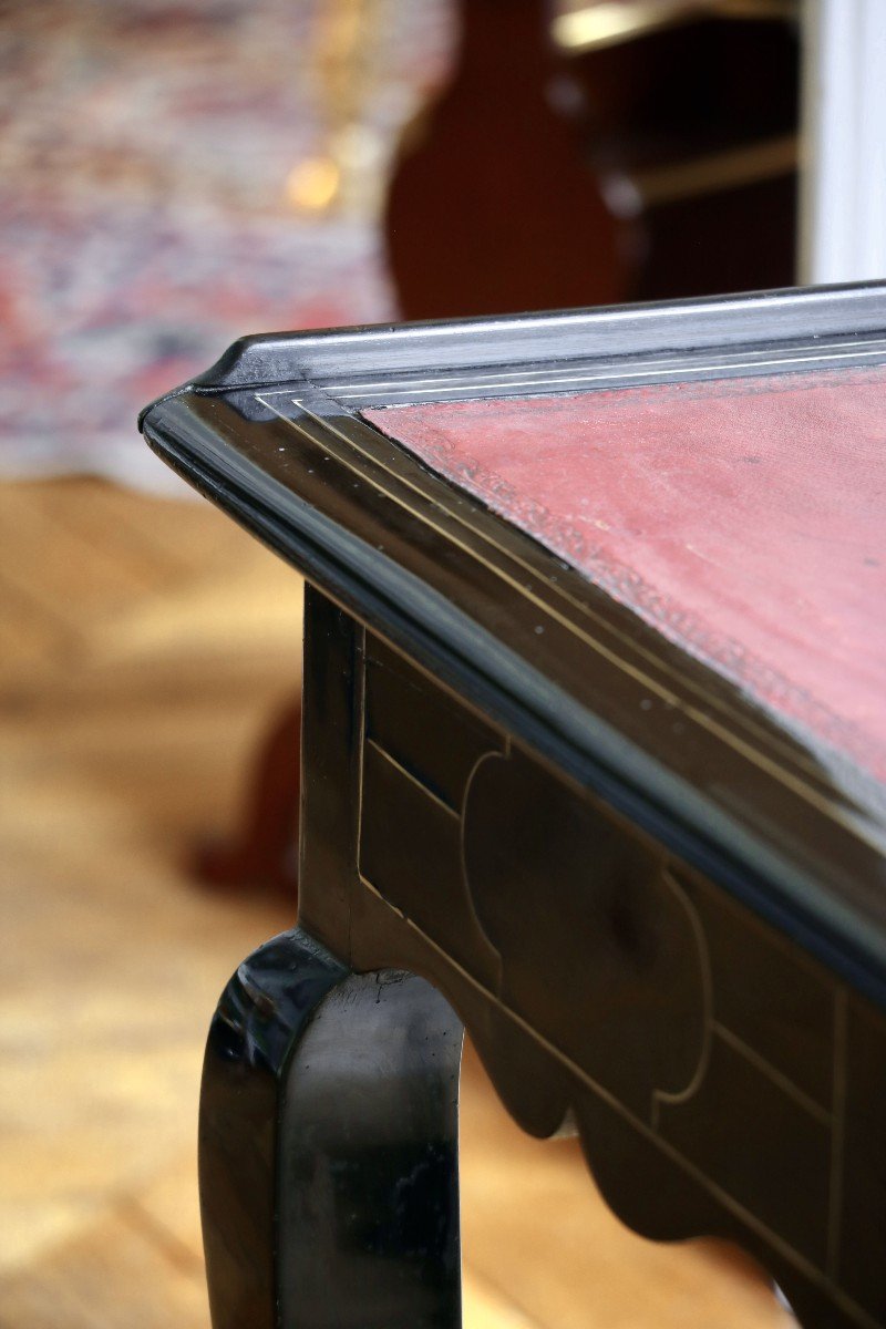 Small Blackened Wood Desk -photo-4