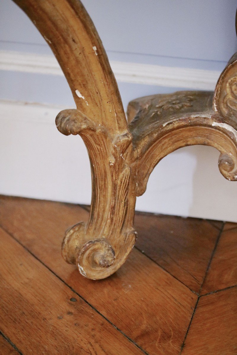 Console In Gilded And Carved Wood-photo-3