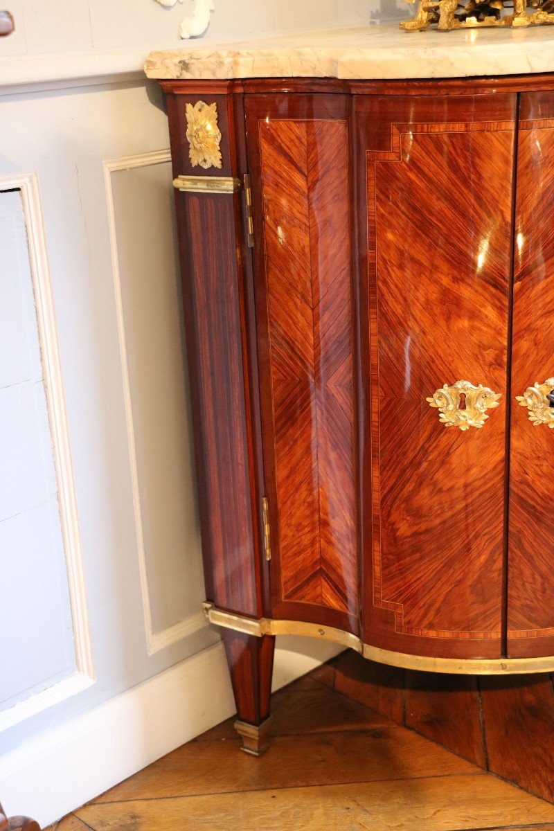 Pair Of Transition Period Corner Cabinets, Marquetry In Rosewood, Stamped Leleu-photo-4