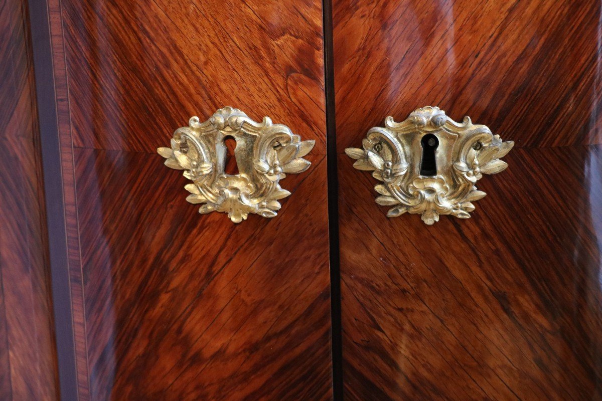 Pair Of Transition Period Corner Cabinets, Marquetry In Rosewood, Stamped Leleu-photo-2