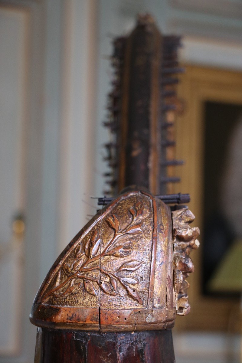 Harpe à Pédales En Bois Doré Et Sculpté, époque Louis XVI-photo-6