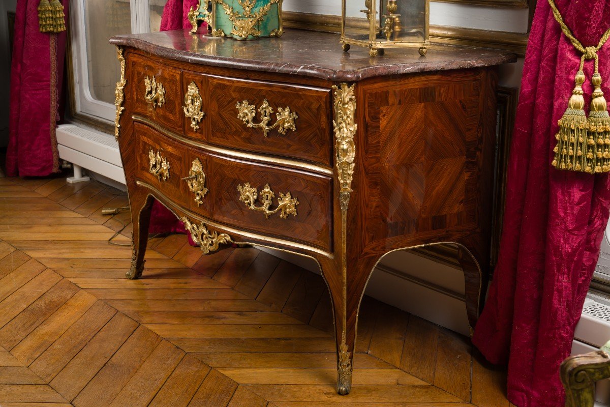 Louis XV Sauteuse Chest Of Drawers Stamped Fg For François Garnier-photo-3